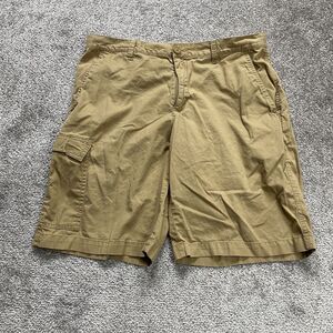 Columbia Cargo Short Mens Khaki Brown Flat Front Outdoor Hiking Fishing 34x10